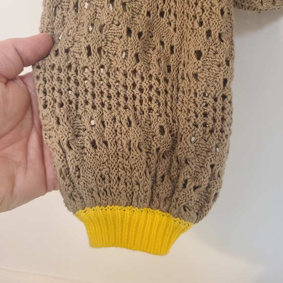 Free People Home Run Open Knit Cropped Balloon Sweater - Picture 6 of 8